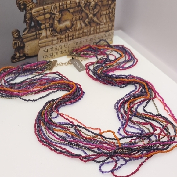 Chicos Purple and Pink Multi-Strand Necklace with Cascading Effect - Picture 6 of 9